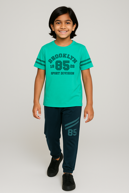 Boys Cotton Tshirt Pajama Set Knit Half Sleeves