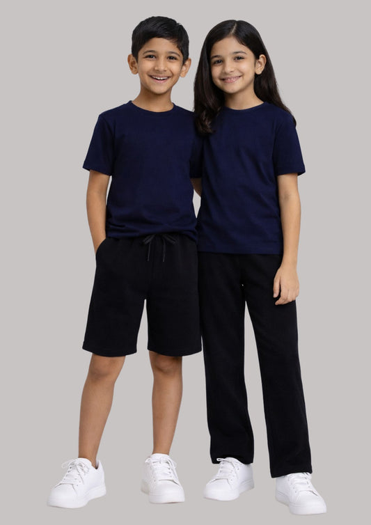 CHILINS Kids’ Dark Blue Cotton T‑Shirt – Soft Crew‑Neck Everyday Wear