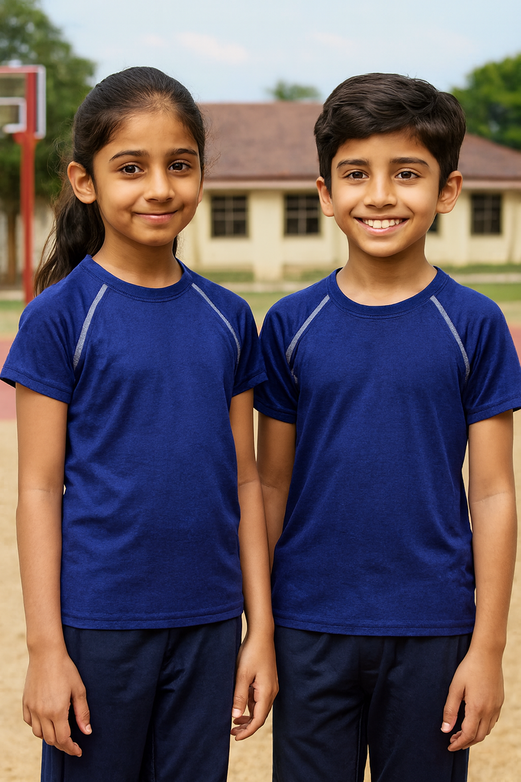 CHILINS Kids’ Blue Dry‑Fit Sports T‑Shirt – Activewear for School & Outdoor Sports
