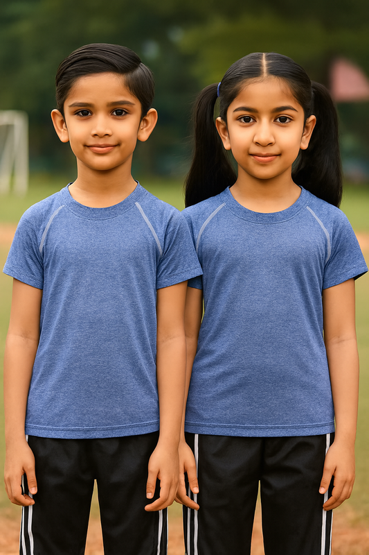 CHILINS Kids’ Blue Dry‑Fit Sports T‑Shirt – Lightweight Activewear for School & Outdoor Sports