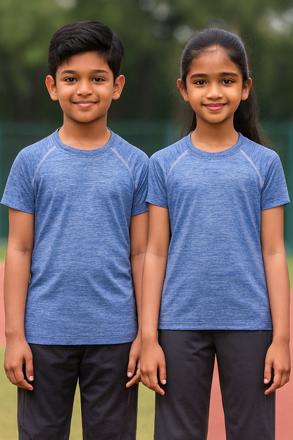 CHILINS Kids’ Blue Dry‑Fit Sports T‑Shirt – Lightweight Activewear for School & Outdoor Sports