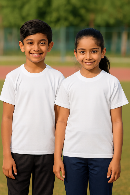 CHILINS Kids’ White Dry Fit Sports T‑Shirt – Activewear
