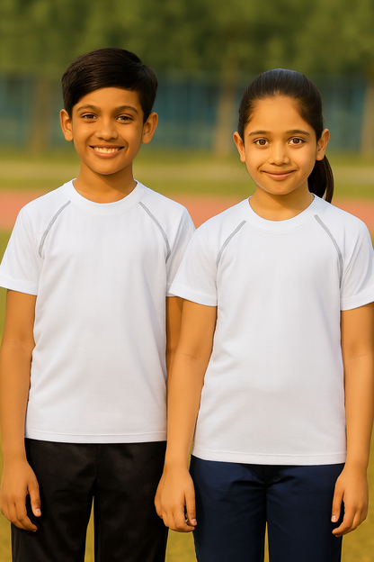CHILINS Kids’ White Dry Fit Sports T‑Shirt – Activewear