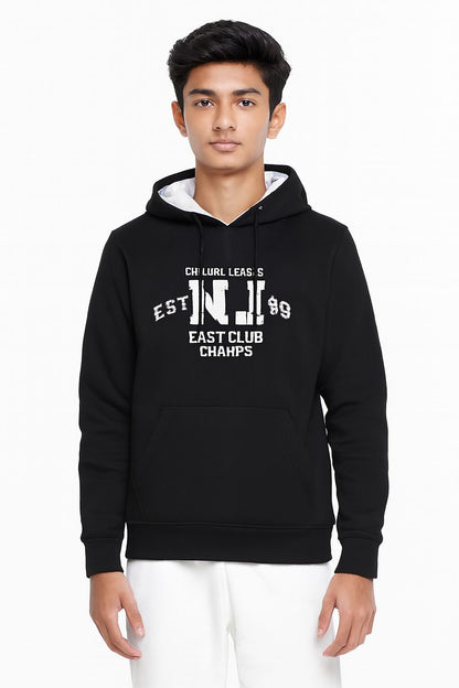Boys Hooded & Round Neck Full Sleeves Sweatshirt – Black | CHILINS League Printed Sweatshirt