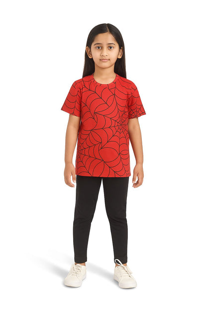 Sleepwear Set | Tshirt Pyjama Pant Set | Nightsuit Set | Boys & Girls Cotton Fabric Red Spider