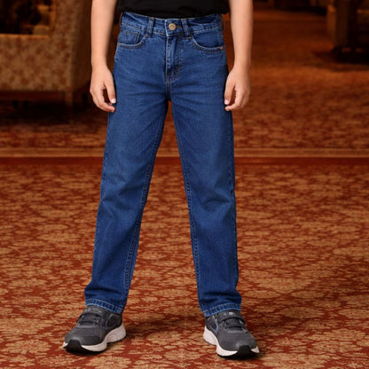 CHILINS Kids Blue Denim Jeans | Button Closure Regular Fit Jeans