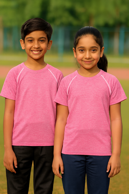 CHILINS Kids’ Pink Dry‑Fit Sports T‑Shirt – Activewear for School & Outdoor Sports