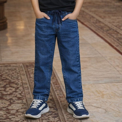 CHILINS Kids Blue Denim Jeans | Elastic Waist Casual Jeans