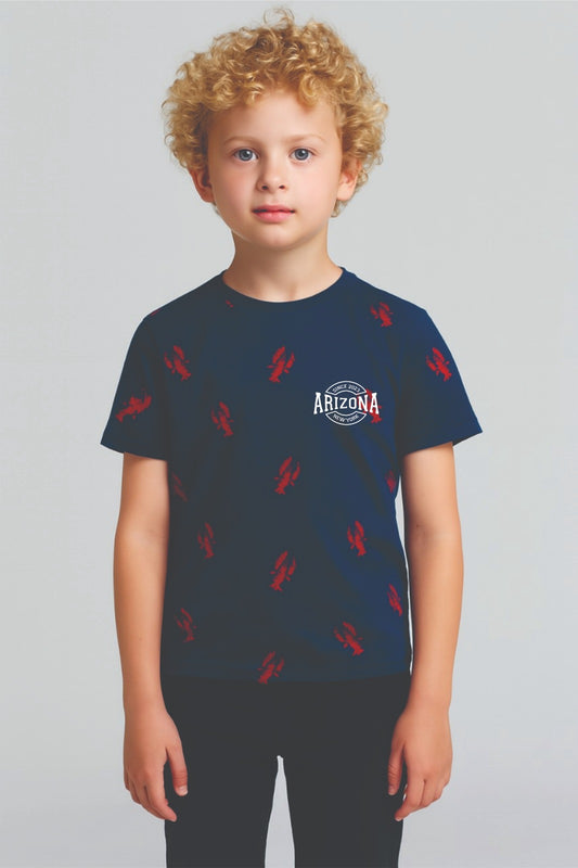 Boy Cotton Regular Fit Printed T-Shirt - Half Sleeve - Round Neck | Blue