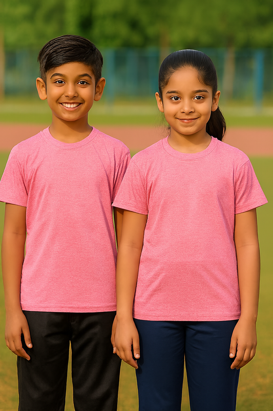 CHILINS Kids’ Pink Dry‑Fit Sports T‑Shirt – Activewear for School & Outdoor Sports