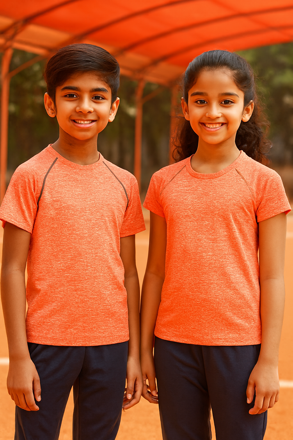 CHILINS Kids’ Orange Dry‑Fit Sports T‑Shirt – Activewear for School & Outdoor Sports
