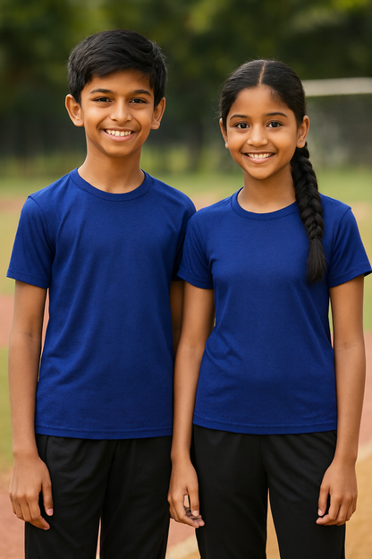 CHILINS Kids’ Blue Dry‑Fit Sports T‑Shirt – Activewear for School & Outdoor Sports
