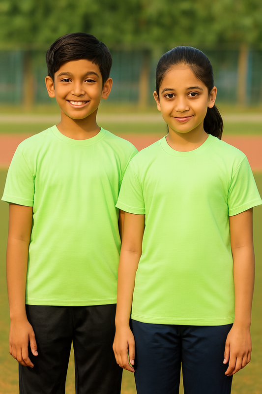 CHILINS Kids’ Light Green Dry‑Fit Sports T‑Shirt – Activewear for School & Outdoor Sports