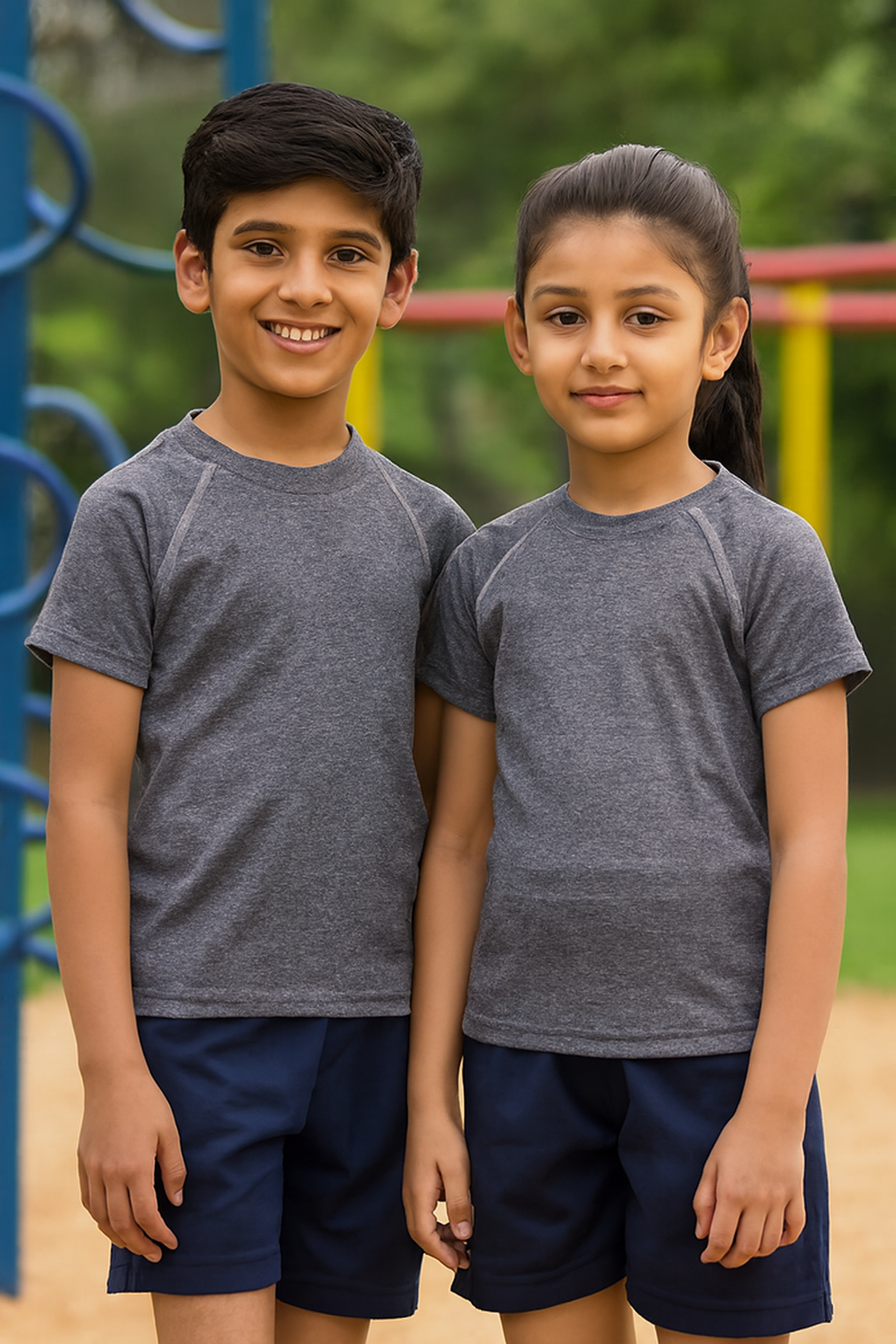 CHILINS Kids’ Dark Gray Dry‑Fit Sports T‑Shirt – Activewear for School & Outdoor Sports