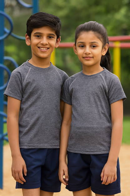 CHILINS Kids’ Dark Gray Dry‑Fit Sports T‑Shirt – Activewear for School & Outdoor Sports