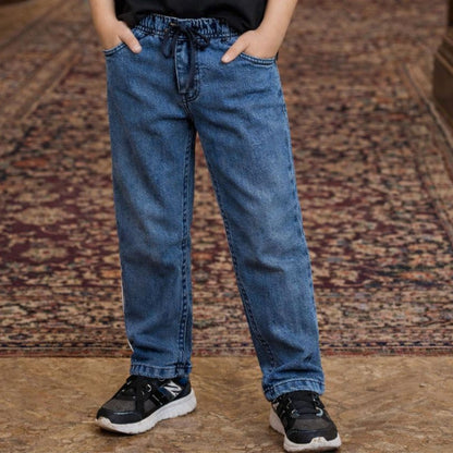 CHILINS Kids Blue Denim Jeans | Elastic Waist Casual Jeans