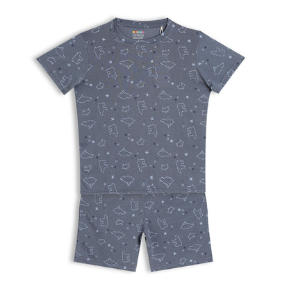 CHILINS Kids Pure Cotton Printed T-Shirt & Shorts Set | Bear Print Co-Ord Set