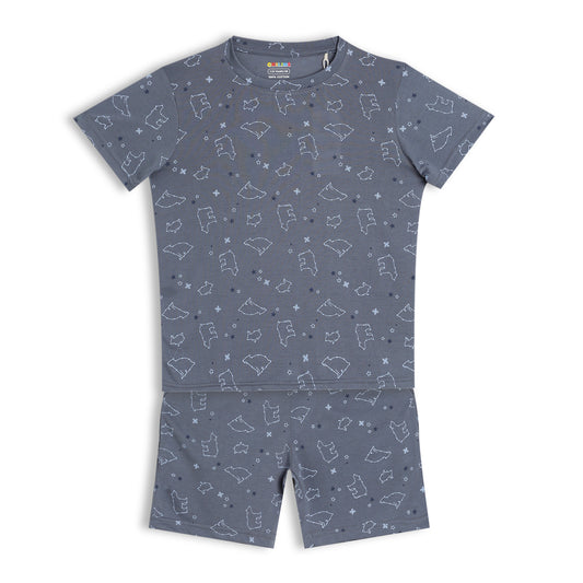 CHILINS Kids Pure Cotton Printed T-Shirt & Shorts Set | Bear Print Co-Ord Set