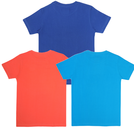 Round Neck Printed Super Combed Cotton T-shirt, (Pack of 3)