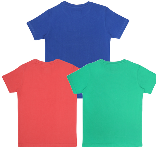 Round Neck Printed Super Combed Cotton T-shirt, (Pack of 3)