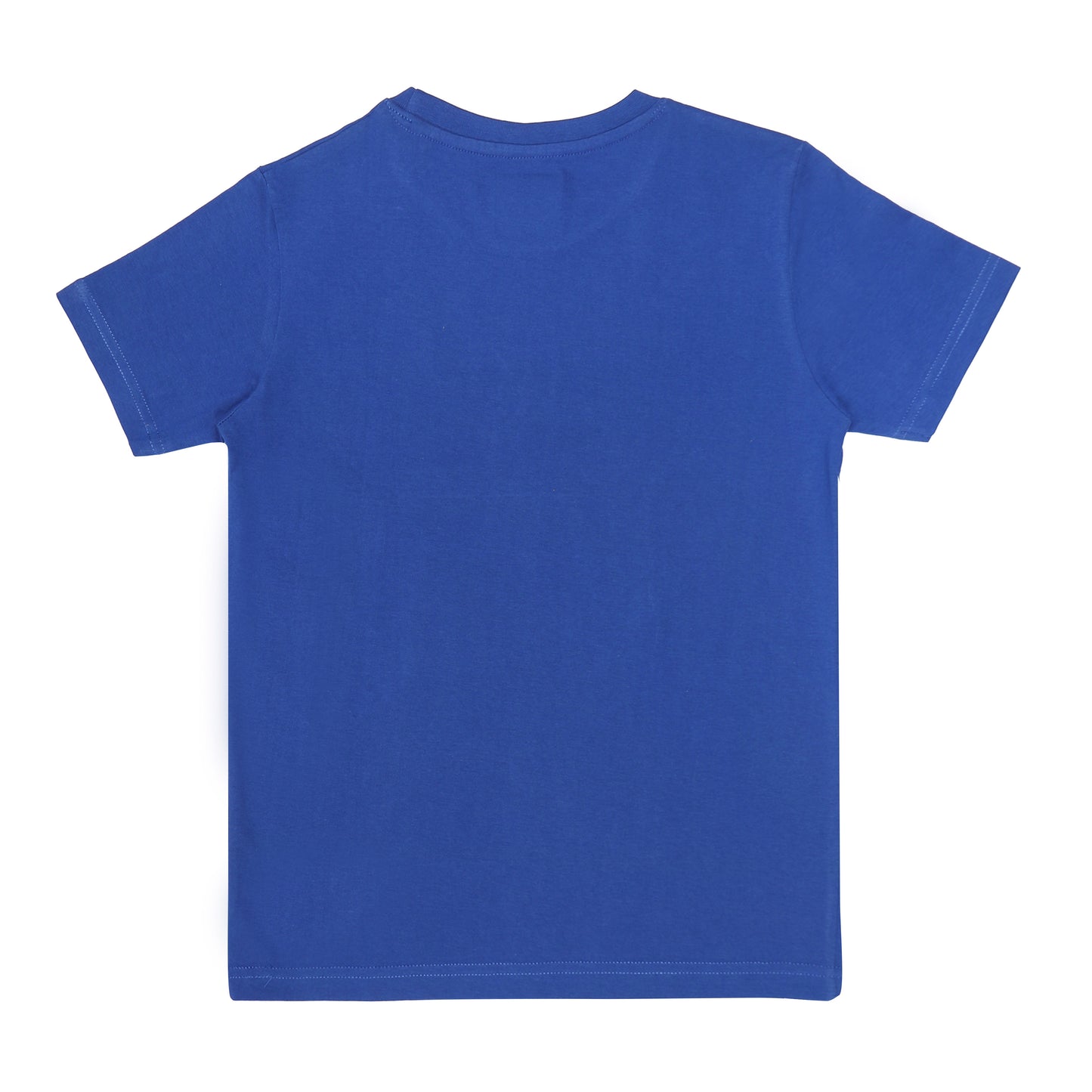 Round Neck Printed Super Combed Cotton T-shirt, Color- Blue