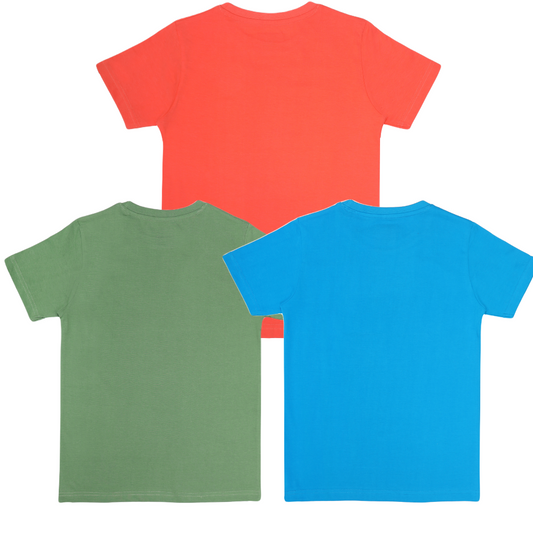 Round Neck Printed Super Combed Cotton T-shirt, (Pack of 3)