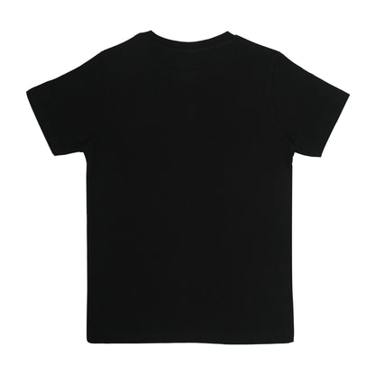 Round Neck Printed Cotton Tshirt, Color- Black