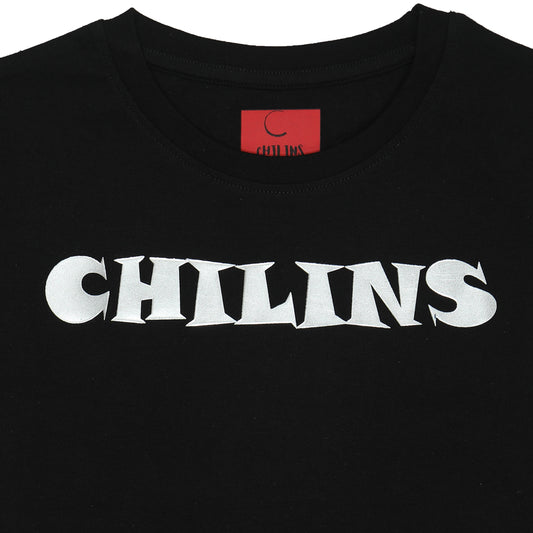 Round Neck Printed Cotton Tshirt, Color- Black
