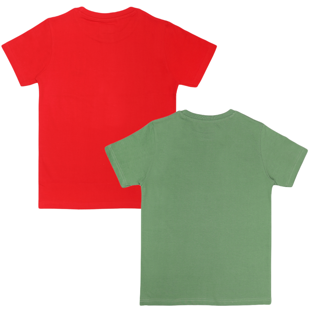 Round Neck Printed Super Combed Cotton T-shirt, (Pack of 2)