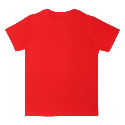 Round Neck Printed Cotton Tshirt, Color- Red