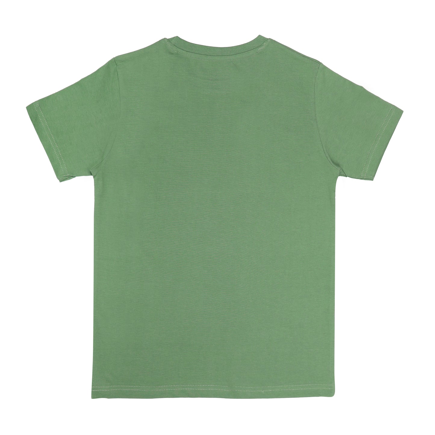 Round Neck Printed Cotton Tshirt, Color- Olive