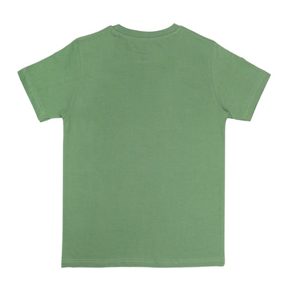 Round Neck Printed Cotton Tshirt, Color- Olive