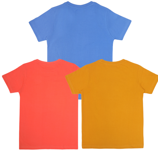 Round Neck Printed Super Combed Cotton T-shirt, (Pack of 3)