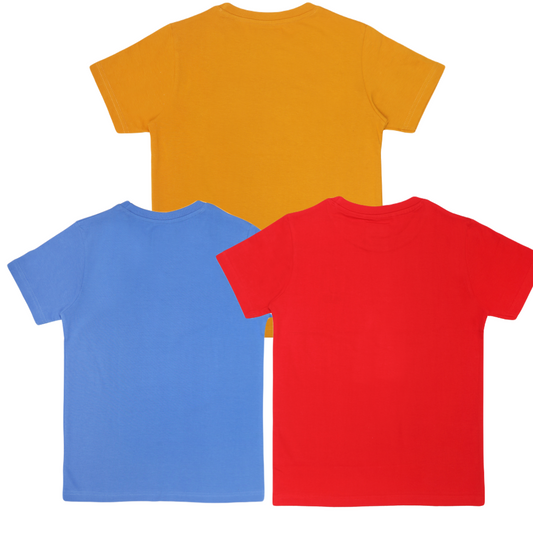 Round Neck Printed Super Combed Cotton T-shirt, (Pack of 3)