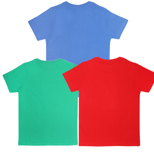 Round Neck Printed Super Combed Cotton T-shirt, (Pack of 3)