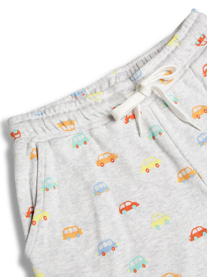 CHILINS Kids Pure Cotton Printed T-Shirt & Shorts Set | Car Print Co-Ord Set