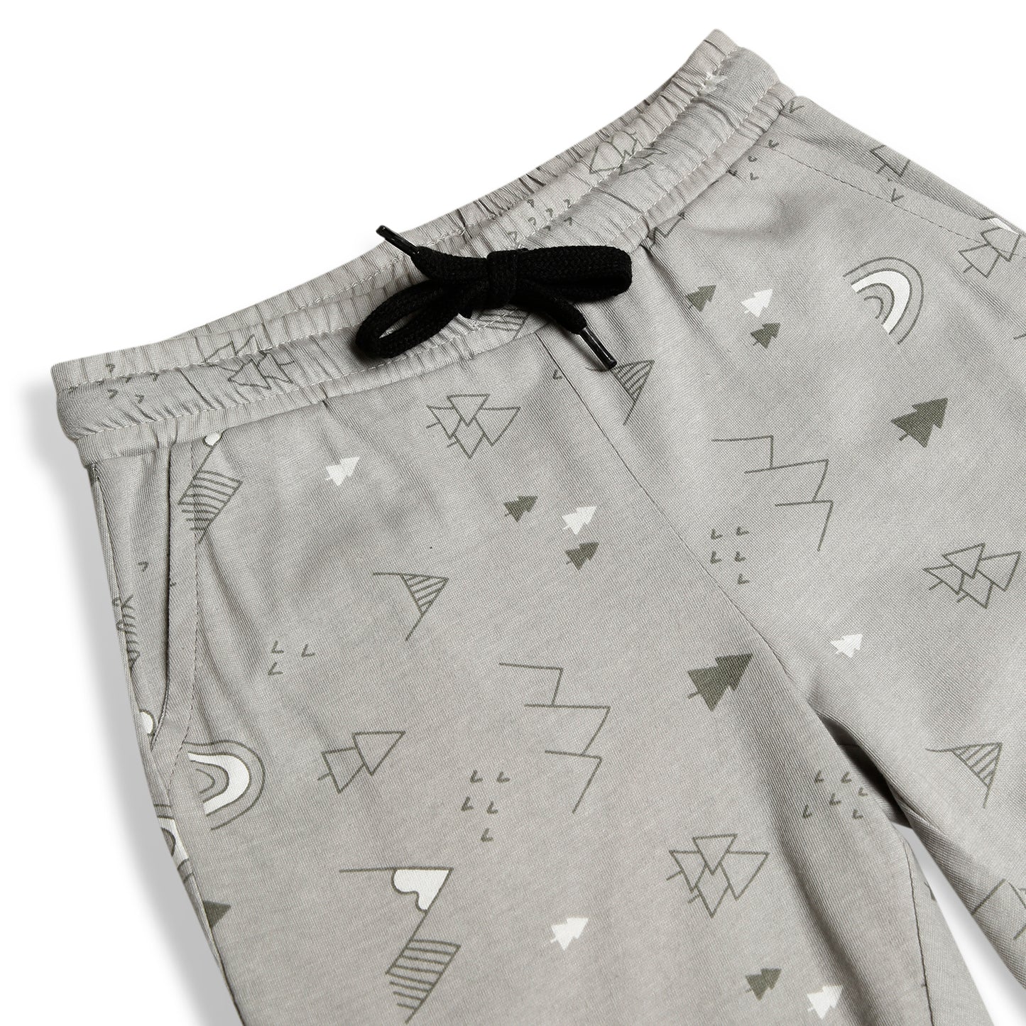 CHILINS Kids Pure Cotton T-Shirt & Pyjama Set | Grey Printed Nightwear Set