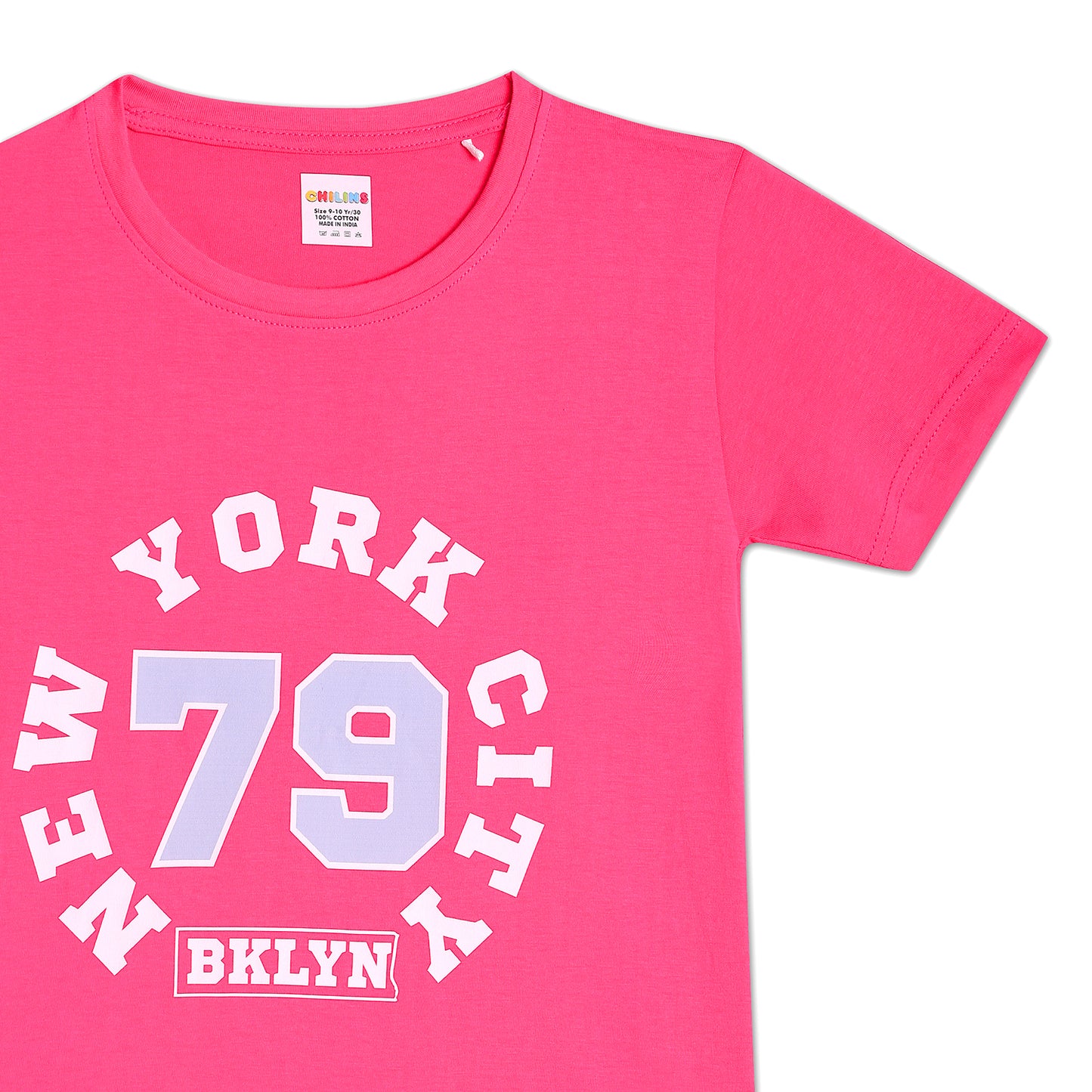 Girls Cotton Tshirt Pajama Set Knit Half Sleeves
