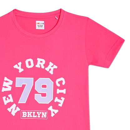 Girls Cotton Tshirt Pajama Set Knit Half Sleeves