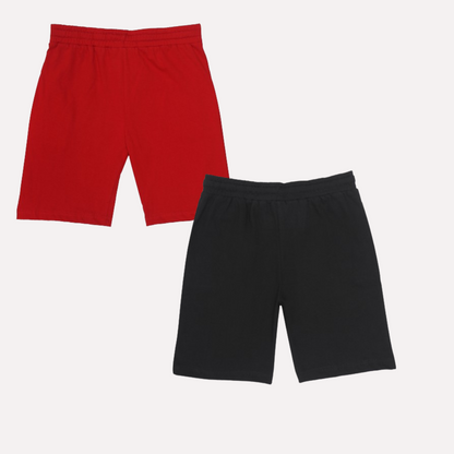 Kids Cotton Shorts Black & Red