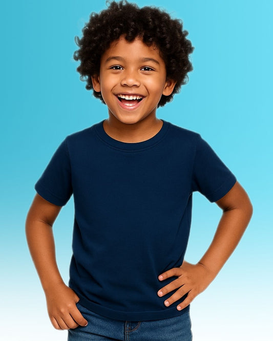Kids Round Neck T-Shirt Half Sleeves 100% Cotton Plain Solid Color Tshirt