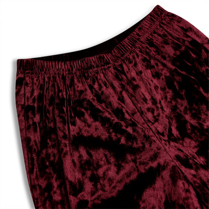 CHILINS Girls Velvet Pants | Maroon Straight Fit Party Wear Pants