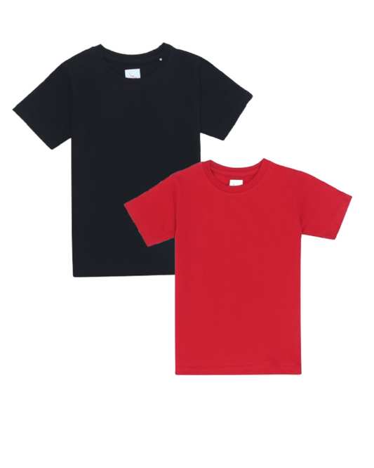 Kids Round Neck T-Shirt Half Sleeves 100% Cotton Plain Solid Color Tshirt