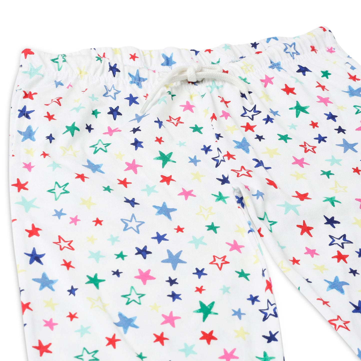 Sleepwear Set | Tshirt Pyjama Pant Set | Nightsuit Set | Girls Cotton Fabric White Star