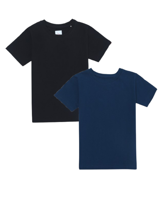 Kids Round Neck T-Shirt Half Sleeves 100% Cotton Plain Solid Color Tshirt