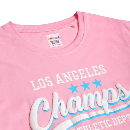 Girls Cotton Tshirt Pajama Set Knit Half Sleeves