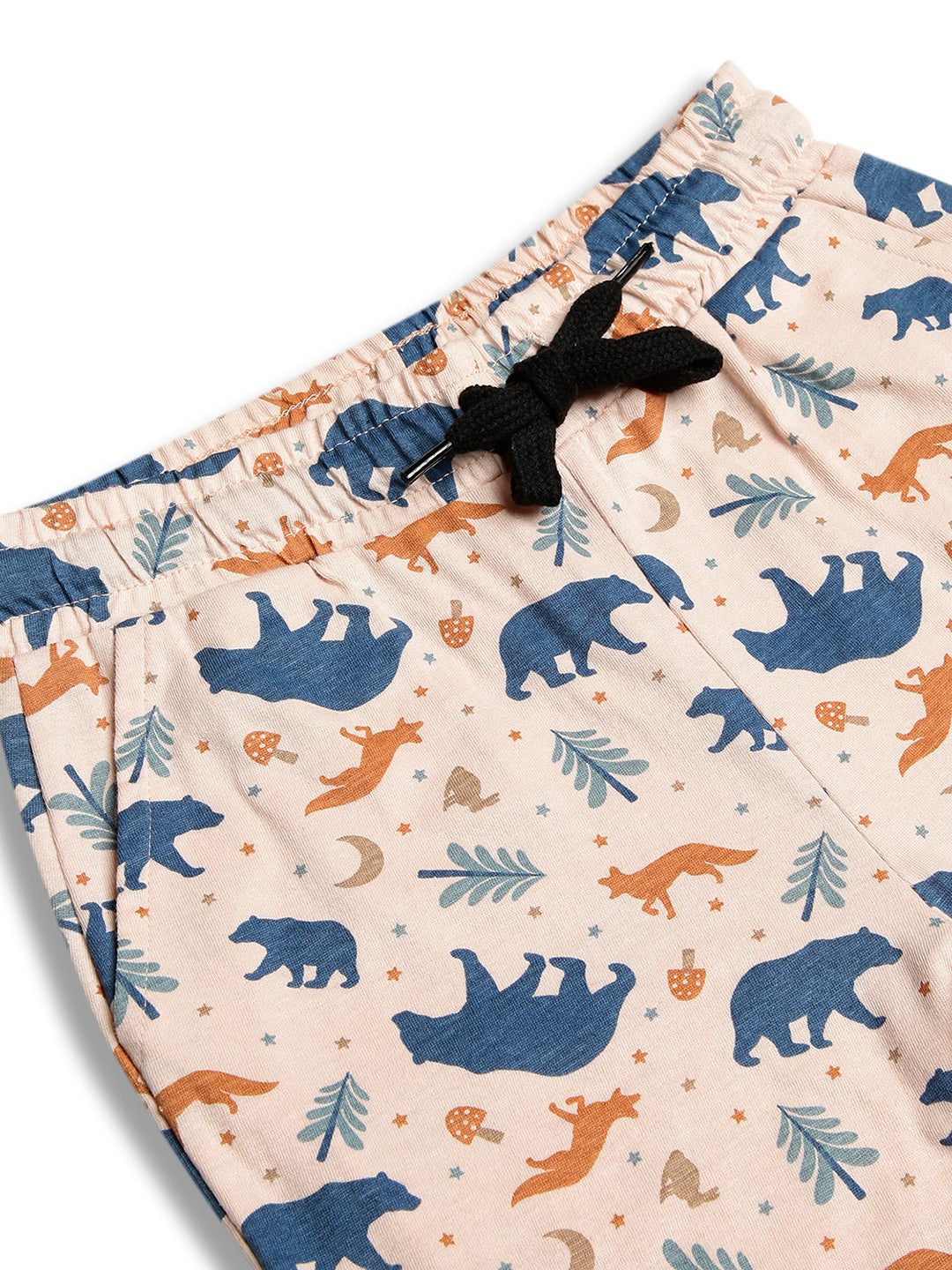 CHILINS Kids Pure Cotton Printed T-Shirt & Pyjama Set | Bear Print Nightwear Set