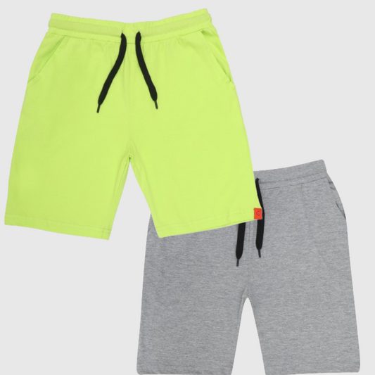 Kids Cotton Shorts Grey & Green