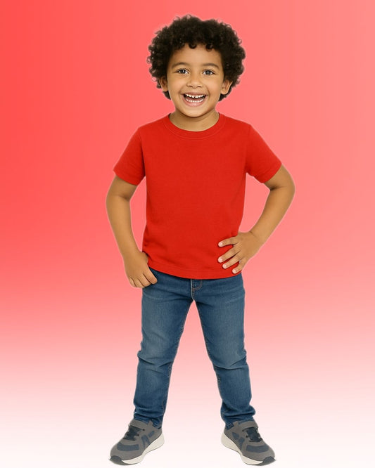 Kids Round Neck T-Shirt Half Sleeves 100% Cotton Plain Solid Color Tshirt