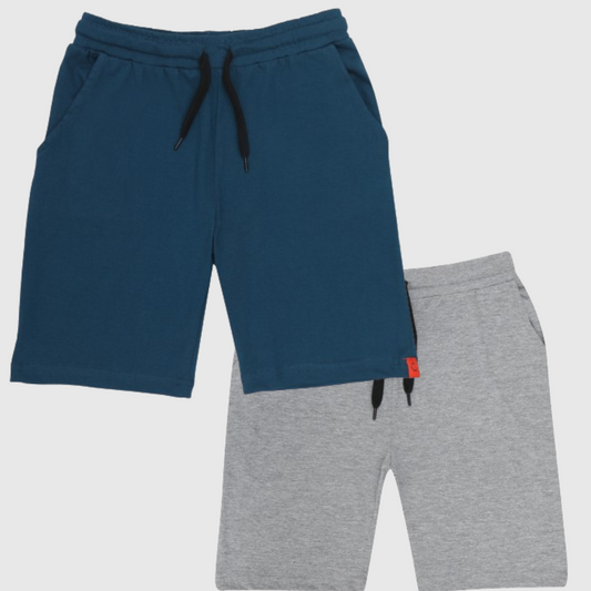 Kids Cotton Shorts Grey & Blue